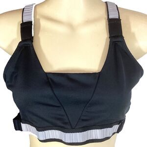 Nike Dri-Fit Sports Bra-Sz Med-Black-Cut-Out Panels-Mesh-Racerback-Adjust Straps
